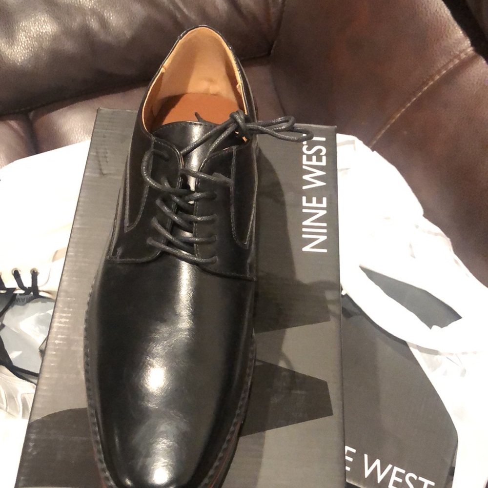 NINE WEST Larsen mens Dress Shoes Size 12 Oxford Derby Black Lace up - Picture 3 of 4